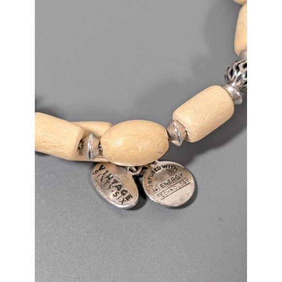 Alex & Ani 7" Wood Bead Bracelet With Metal Accents Boho Coastal - Picture 7 of 8